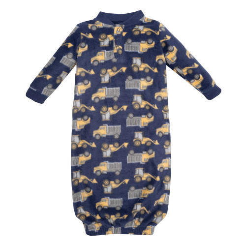 Hudson Baby Fleece Gowns, Construction Trucks