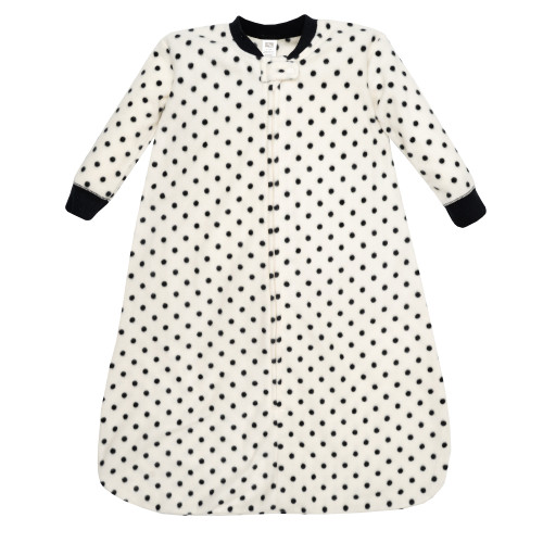 Hudson Baby Long-Sleeve Fleece Sleeping Bag, Black Cream Dot