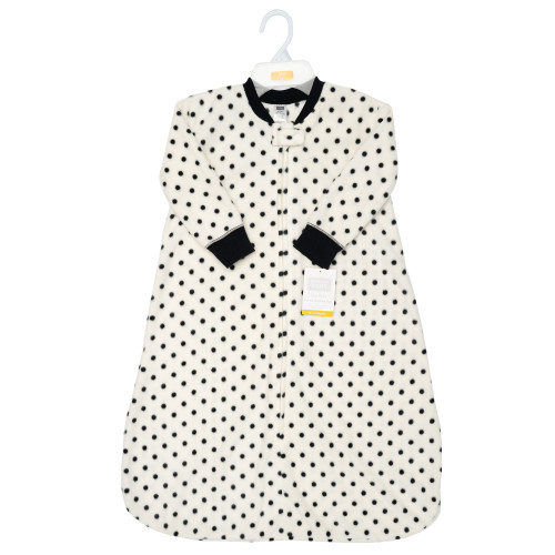 Hudson Baby Long-Sleeve Fleece Sleeping Bag, Black Cream Dot