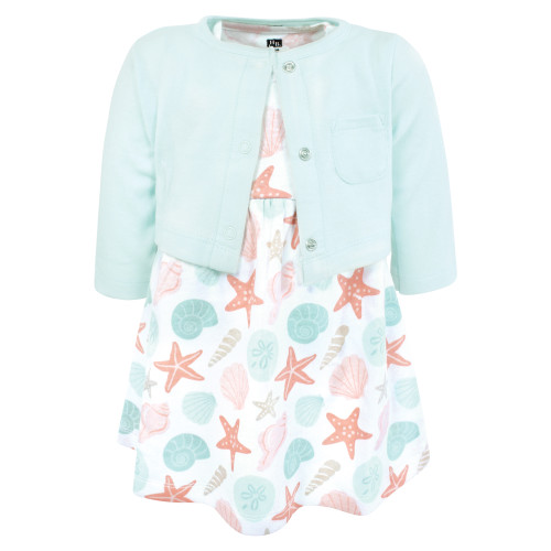 Hudson Baby Cotton Dress and Cardigan Set, By The Sea