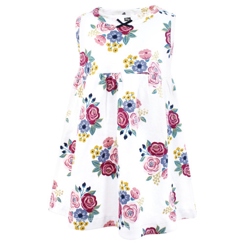 Hudson Baby Cotton Dress and Cardigan Set, Blush Navy Floral