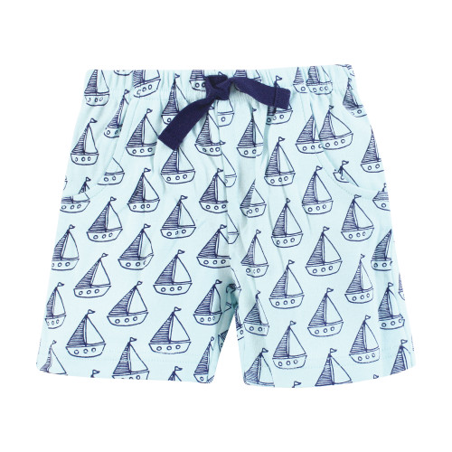 Hudson Baby Shorts Bottoms 4-Pack, Mint Sailboat