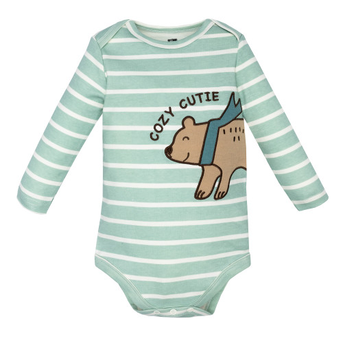 Hudson Baby Cotton Long-Sleeve Bodysuits 3-Pack, Cozy Bear