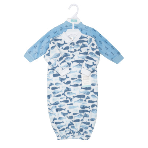 Hudson Baby Fleece Gowns, Cute Whales