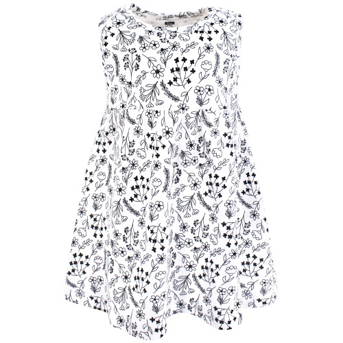 Hudson Baby Cotton Dress and Cardigan Set, Black White Flowers