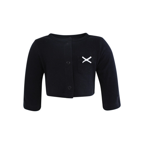 Hudson Baby Cotton Dress and Cardigan Set, Black White Flowers