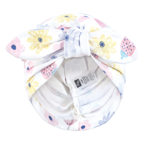 Hudson Baby Turban Cotton Headwraps, Flowers And Strawberries
