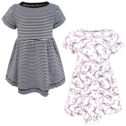 Hudson Baby Cotton Dresses, Pink Bows