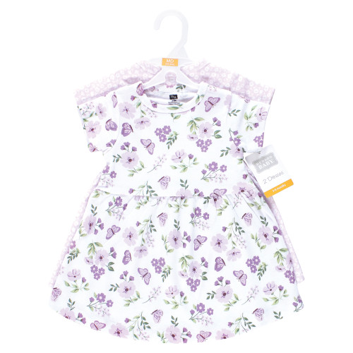Hudson Baby Cotton Dresses, Purple Butterfly Floral