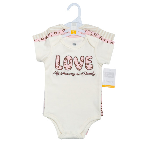 Hudson Baby Cotton Bodysuits 3-Pack, Leopard Bow