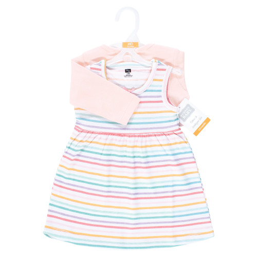 Hudson Baby Cotton Dress and Cardigan Set, Happy Stripe