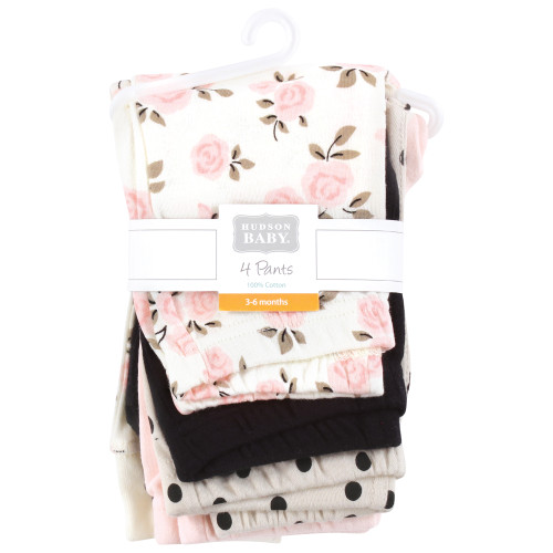Hudson Baby Cotton Pants and Leggings, Neutral Pink Floral