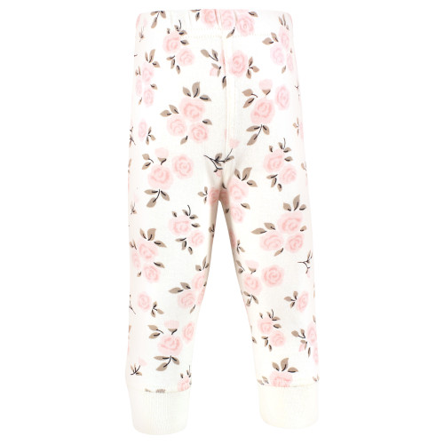 Hudson Baby Cotton Pants and Leggings, Neutral Pink Floral