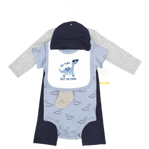 Hudson Baby Cotton Layette Set, Cool Skateboard Dino