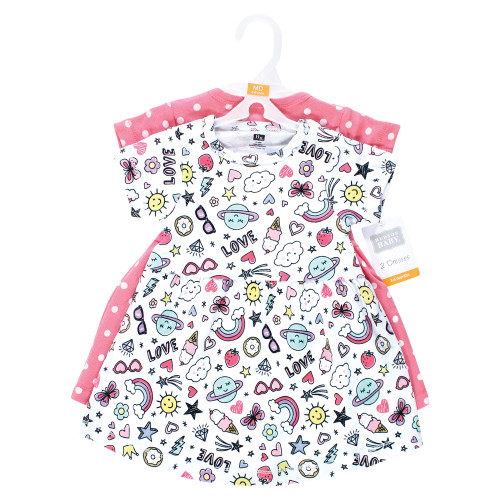 Hudson Baby Cotton Dresses, Pink Doodles