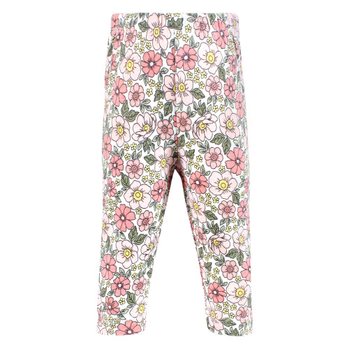 Hudson Baby Cotton Pants and Leggings, Pink Yellow Pretty Floral