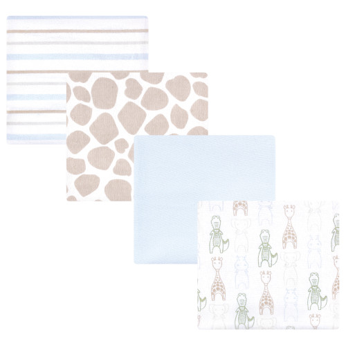 Hudson Baby Cotton Flannel Receiving Blankets, Modern Safari Friends 4-Pack