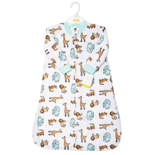 Hudson Baby Long-Sleeve Fleece Sleeping Bag, Cute Safari