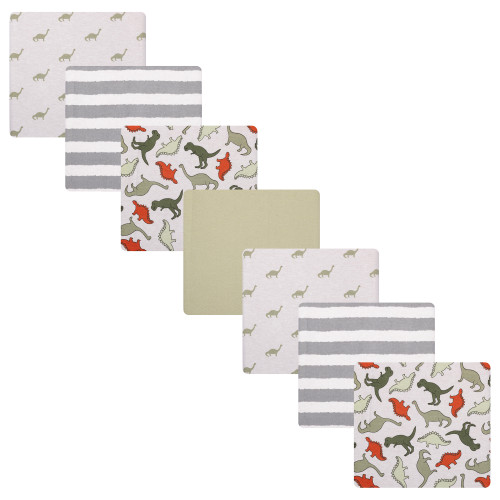 Hudson Baby Cotton Flannel Receiving Blankets Bundle, Multi Color Dino 7-Pack