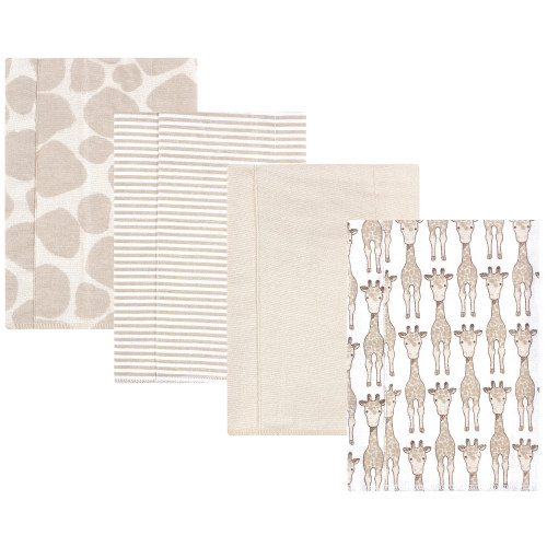Hudson Baby Cotton Flannel Burp Cloths, Giraffe 4-Pack