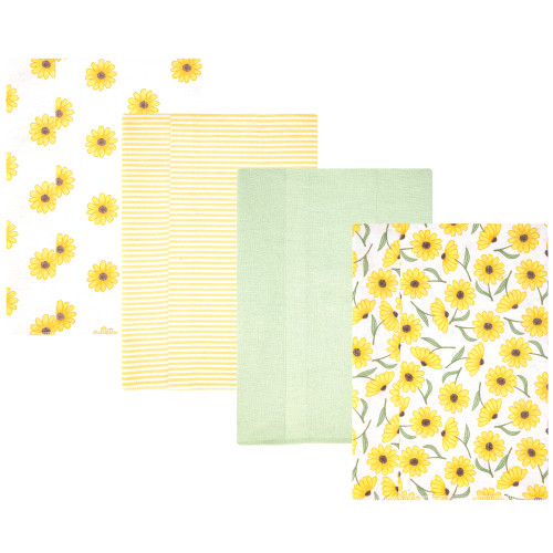 Hudson Baby Cotton Flannel Burp Cloths, Yellow Daisy 1
