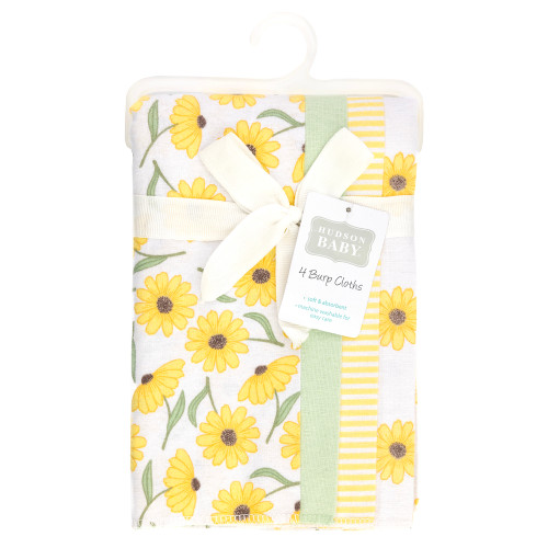 Hudson Baby Cotton Flannel Burp Cloths, Yellow Daisy 1