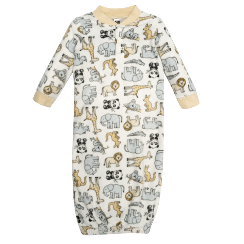 Hudson Baby Fleece Gowns, Kangaroo Neutral