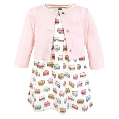 Hudson Baby Cotton Dress and Cardigan Set, Macarons