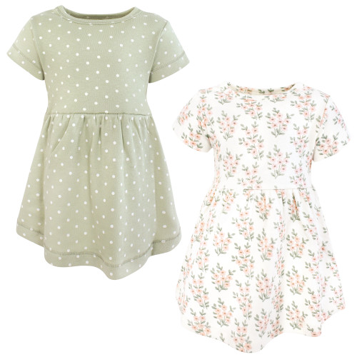 Hudson Baby Cotton Dresses, Pink Sage Florals