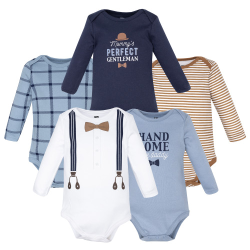 Hudson Baby Cotton Long-Sleeve Bodysuits 5-Pack, Handsome Like Daddy