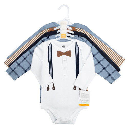 Hudson Baby Cotton Long-Sleeve Bodysuits 5-Pack, Handsome Like Daddy