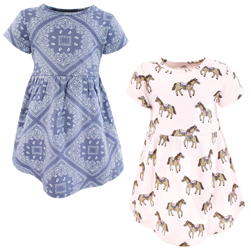 Hudson Baby Cotton Dresses, Pink Horses