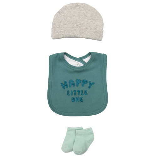Hudson Baby Cotton Layette Set, Teal Hot Air Balloon