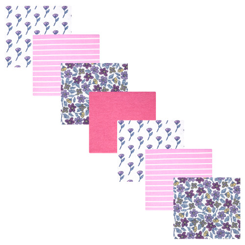 Hudson Baby Cotton Flannel Receiving Blankets Bundle, Begonia Pink Floral
