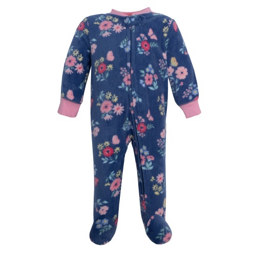 Hudson Baby Fleece Sleep and Play, Blue Butterfly Floral