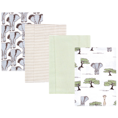 Hudson Baby Cotton Flannel Burp Cloths, Wild Safari Adventures 4-Pack