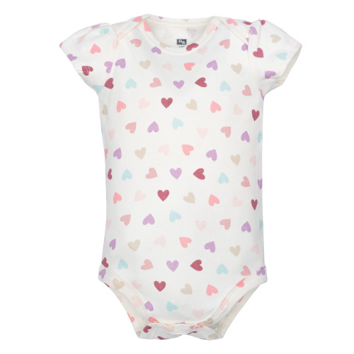 Hudson Baby Cotton Bodysuits 3-Pack, Mom Dad Heart Confetti