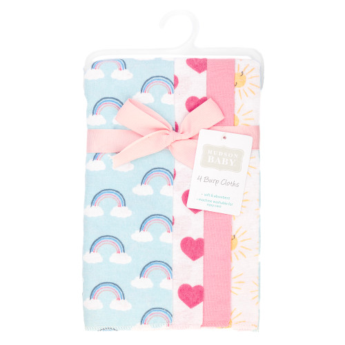 Hudson Baby Cotton Flannel Burp Cloths, Cloudy Rainbow 1