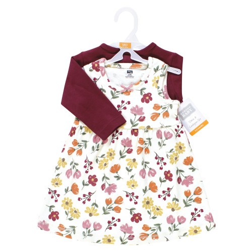 Hudson Baby Cotton Dress and Cardigan Set, Autumn Floral