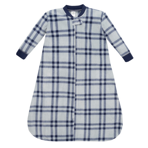 Hudson Baby Long-Sleeve Fleece Sleeping Bag, Gray Navy Plaid
