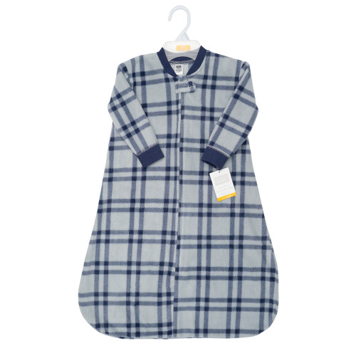 Hudson Baby Long-Sleeve Fleece Sleeping Bag, Gray Navy Plaid