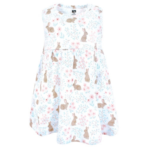 Hudson Baby Cotton Dress and Cardigan Set, Floral Bunnies