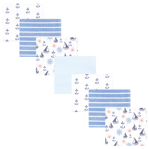 Hudson Baby Cotton Flannel Receiving Blankets Bundle, Sunshine And Sailboats 7-Pack