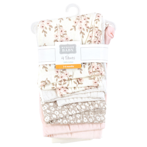 Hudson Baby Cotton Pants and Leggings, Pink Taupe Florals