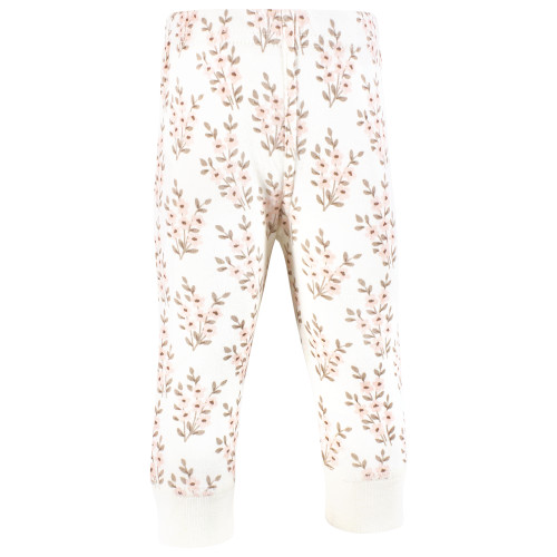 Hudson Baby Cotton Pants and Leggings, Pink Taupe Florals