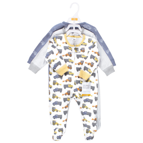 Hudson Baby Cotton Sleep and Play, Construction Trucks 1