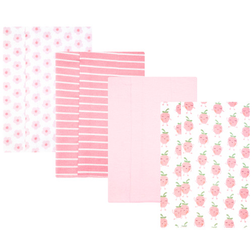 Hudson Baby Cotton Flannel Burp Cloths, Happy Strawberries 1