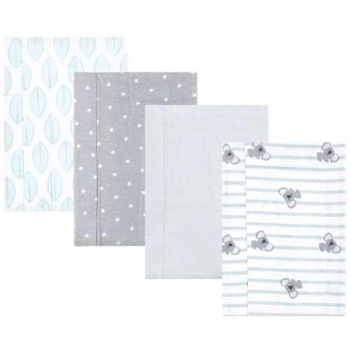 Hudson Baby Cotton Flannel Burp Cloths, Koala Stripe 4-Pack
