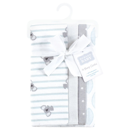 Hudson Baby Cotton Flannel Burp Cloths, Koala Stripe 4-Pack