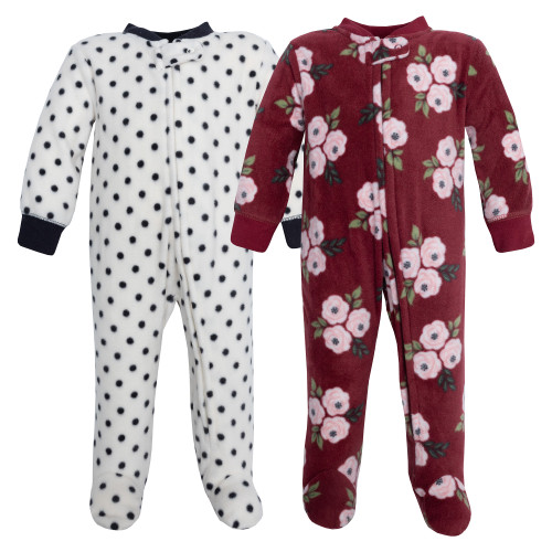 Hudson Baby Fleece Sleep and Play, Burgundy Floral